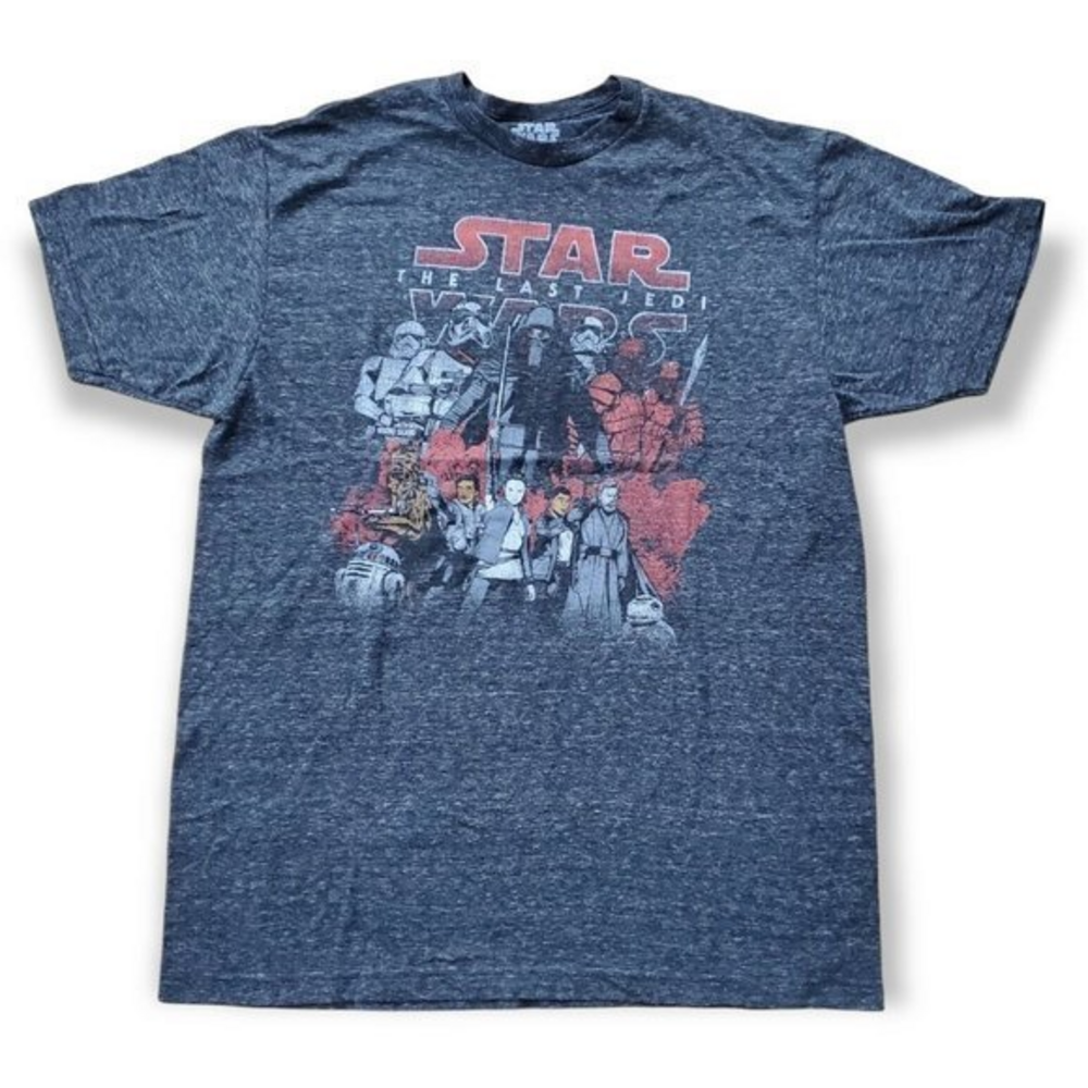 Star Wars The Last Jedi Mens Shirt Rey Kylo Ren Group Shot Gray T-Shirt Large - Picture 1 of 4
